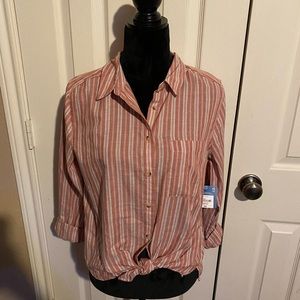 Peach stripe button down shirt